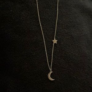 Sterling silver moon and star necklace
